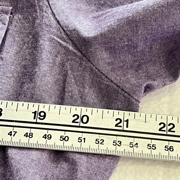 J Peterman Womans Shirt Dress Size 12 Purple 100% Cotton 4 Pockets Long Sleeve - Picture 10 of 14